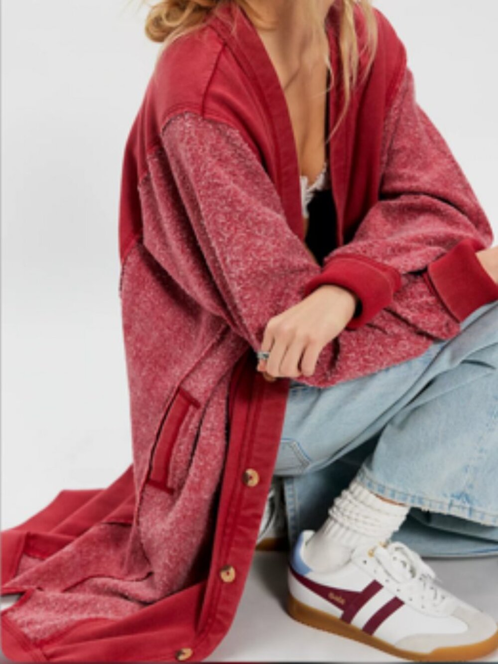 NWT We The Free Dreamy Blue Cardi in Stolen Kiss (Red) - Picture 1 of 13